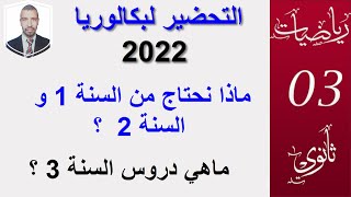 ماذا نحتاج من السنة 1ثانوي  والسنة 2ثانوي  للتحضير للسنة 3 ثانوي (بكالوريا 2022 BAC)
