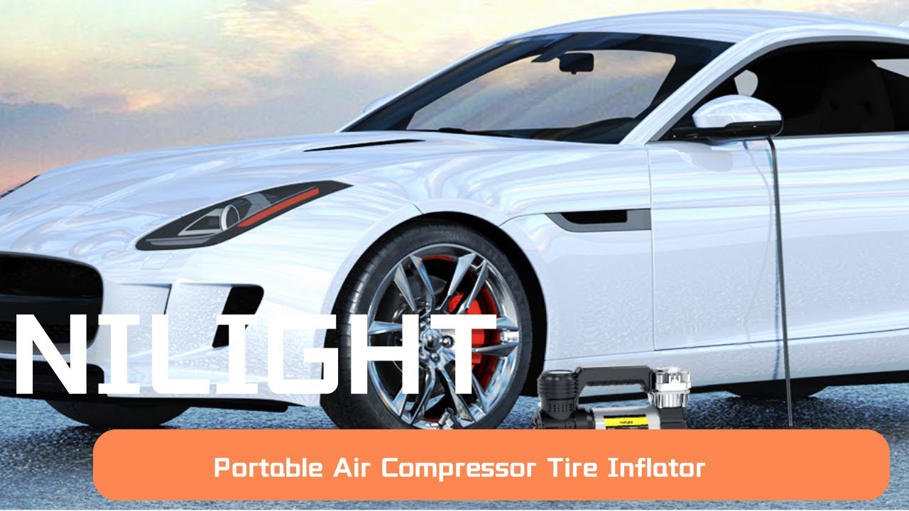 Nilight Portable Air Compressor Tire Inflator 12V Heavy Duty 120PSI Metal Tire Pump Double Cylinder