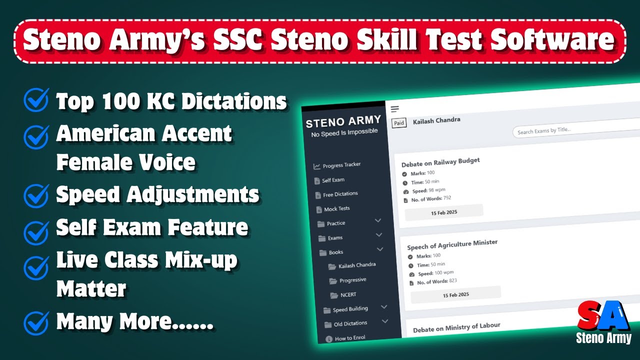 SSC Steno Skill Test Transcription Software of Steno Army | Best Steno Software