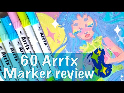 Arrtx 60 Color Acrylic Marker Set ⭐ Swatching and Illustration