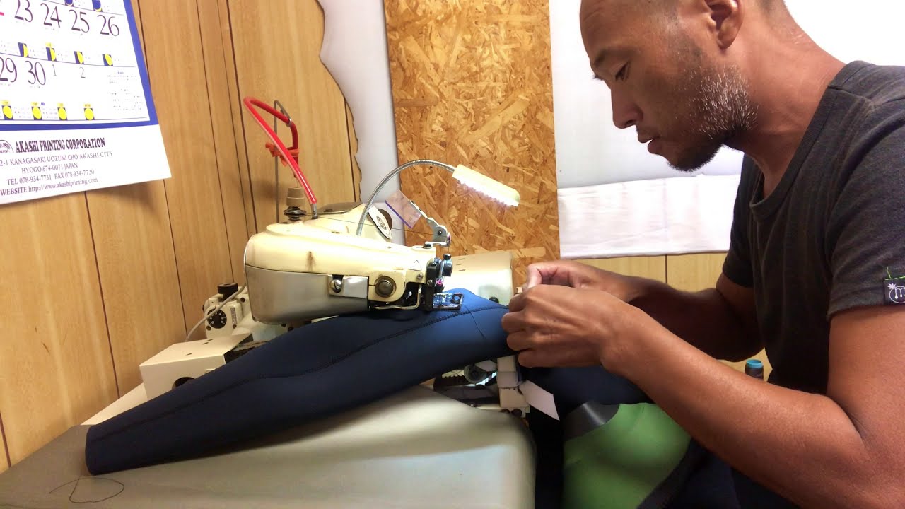 Disposal of threads after sewing a wetsuit with a sewing machine〜ウェットスーツをミシンで縫った後の糸の始末