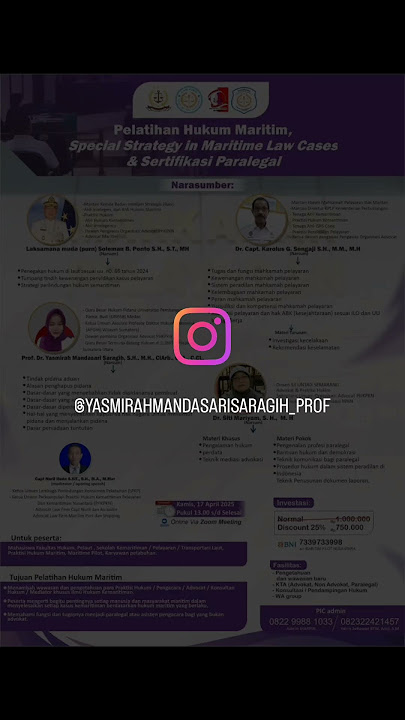 silahkan segera Registrasi klik link di bawah ini:https://bit.ly/PelatihanHukumMaritim17April2025