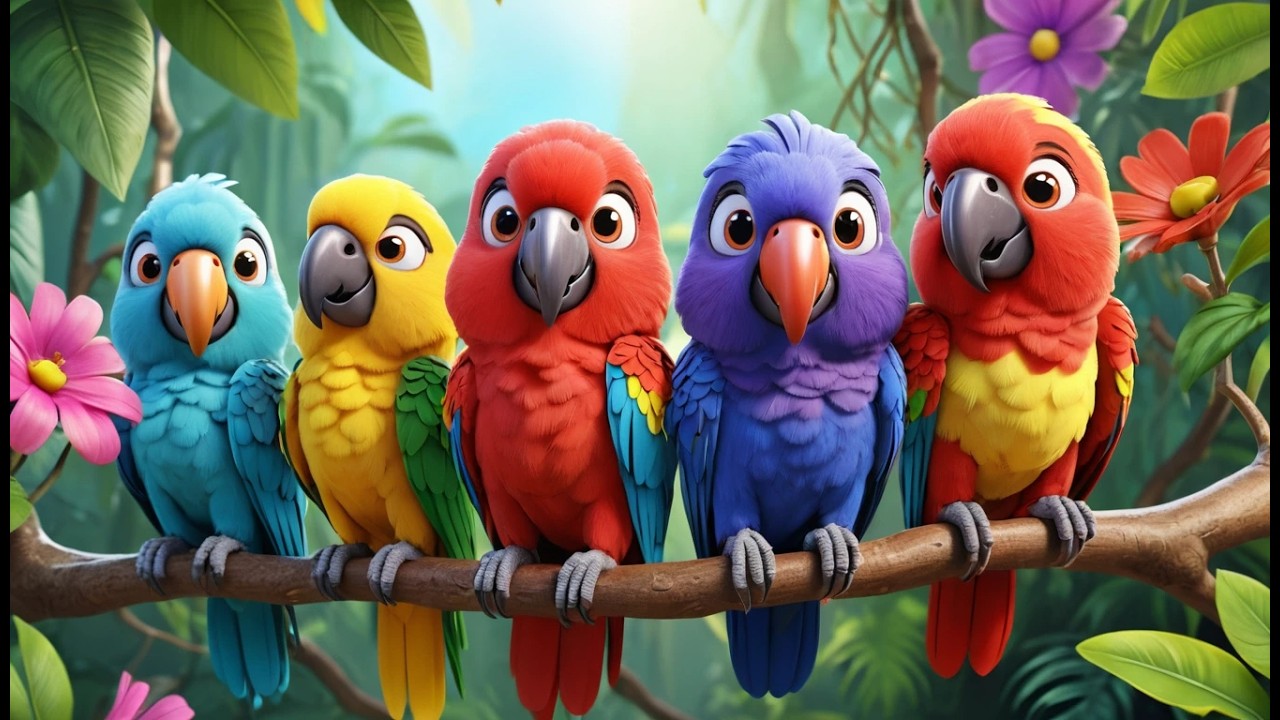 Squawk Squawk Five Little Parrots Squawk Squawk Squawk | Colorful Bird Songs ...