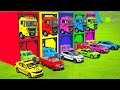 TRANSPORTING POLICE CARS, AMBULANCE, FIRE TRUCK, COLORFUL CARS WITH TRAIN -FARMING SIMULATOR 22!