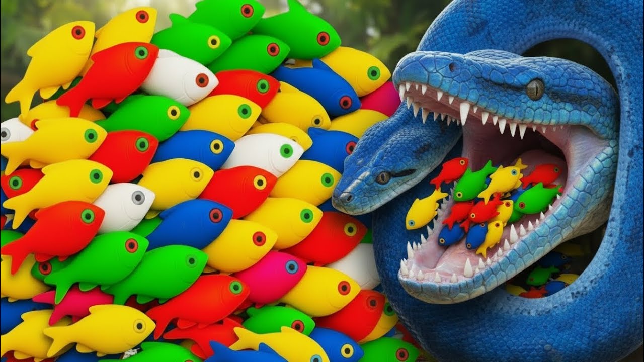 Catch Fish 🐠 Beautiful With Blue Snake 🐍 In aquarium 