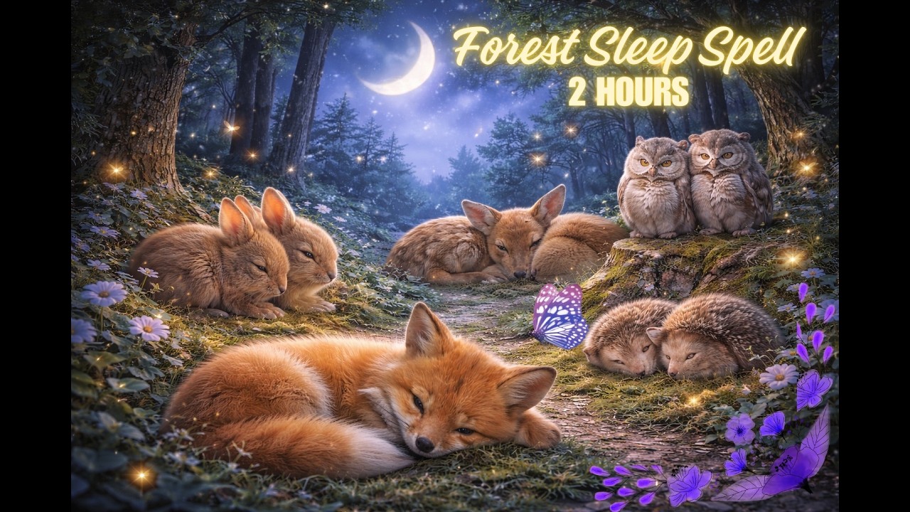 Forest Sleep Spell 🌙 Gentle Lullaby with Night Birds & Crickets