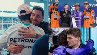 Leo Messi &amp; Max Verstappen congratulate Kimi Antonelli on Miami Win | Wholesome Podium scenes BTS