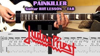 Painkiller (Judas Priest) GUITAR LESSON with TAB - Main Riffs GUITAR TUTORIAL