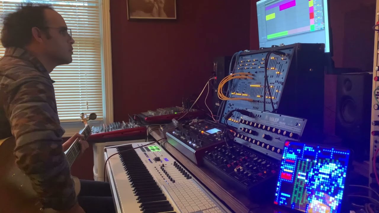 Behringer Deepmind 12 Model D and Guitar Synthwave Solo Jam