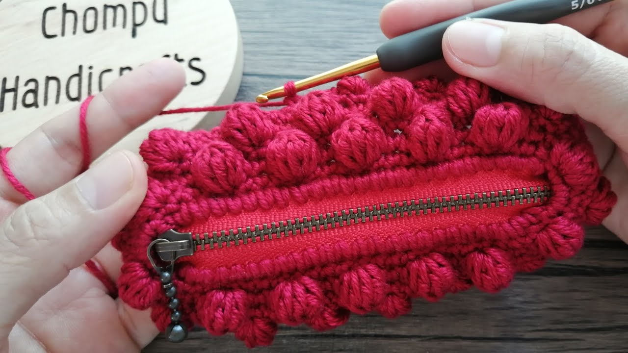 Super Easy Crochet Coins Purse With Zipper🔥Bubble Stitch🔥🔥3D​ Crochet​