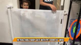Retractable Baby Gate with Pet Door 55 inch Wide screenshot 4
