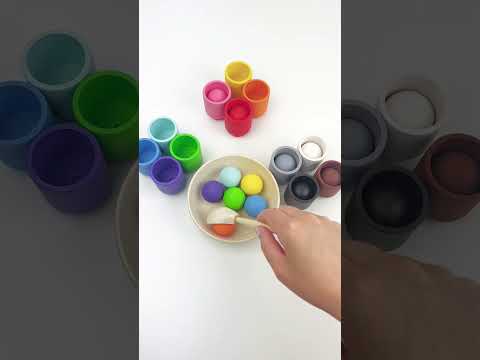 Satisfying colorful sorting ASMR! #satisfying #coloring #woodenballs