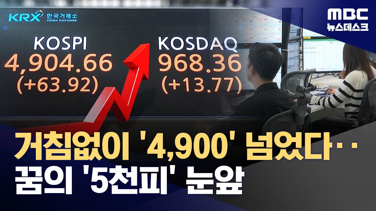 '관세왕' 협박에도 코스피 4,900 돌파‥5천 카운트다운 시작 (2026.01.19/뉴스데스크/MBC)