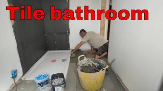 Tiling the bathroom extension build