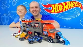 ХОТ ВИЛС АВТОВОЗ с классной кабиной и 14 машинок - HOT WHEELS City BLASTIN RIG