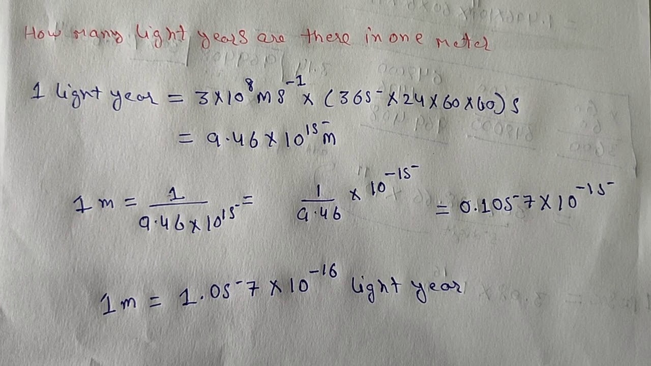 How Many Light Year Are There In One Meter YouTube