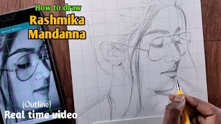 How to Draw Rashmika Mandanna | Real time Tutorial | Lesson 1 (OUTLINE) screenshot 2