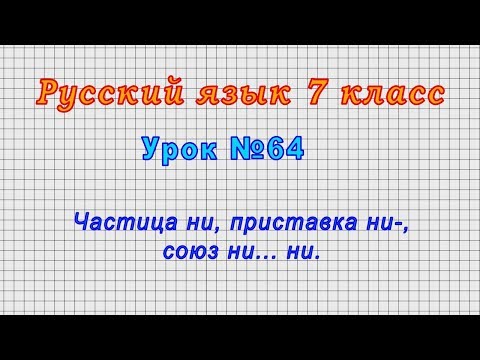 Русский язык 7 класс (Урок№64 - Частица ни, приставка ни-, союз ни... ни.)