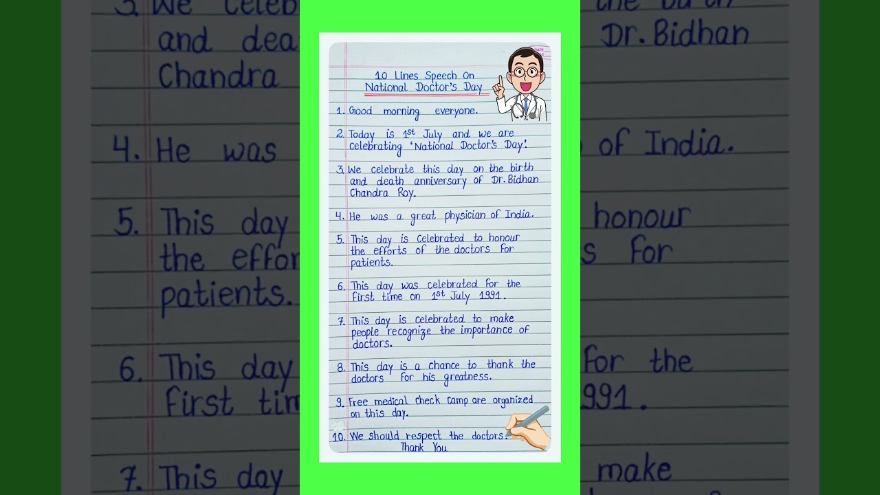 10 Lines Speech For Doctor S Day In English L 1 July