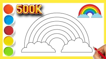 How to Draw a Rainbow and Clouds Easy With Colouring || Rainbow Drawing penting step by step drawing