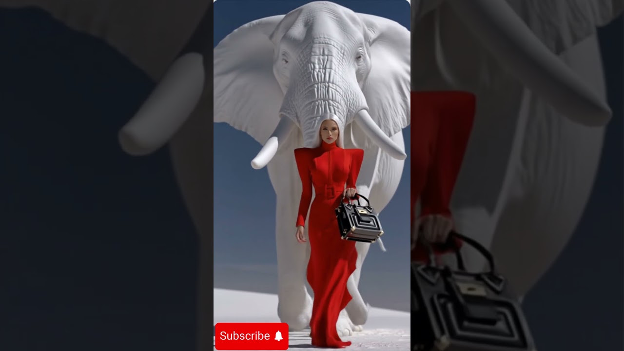 Red Couture & White Elephant | Surreal Futuristic Fashion.  