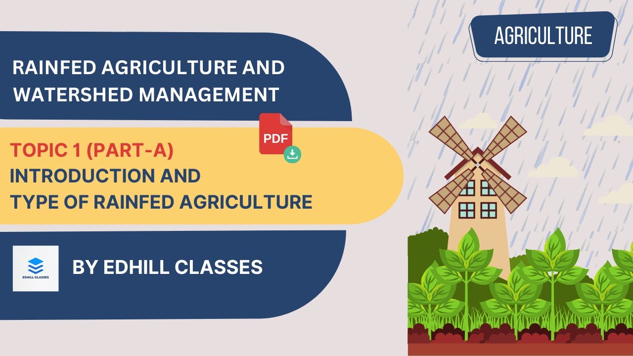 LECTURE 1 -  INTRODUCTION & TYPES  OF RAINFED AGRICULTURE & WATERSHED MANAGEMENT, AGRICULTURE