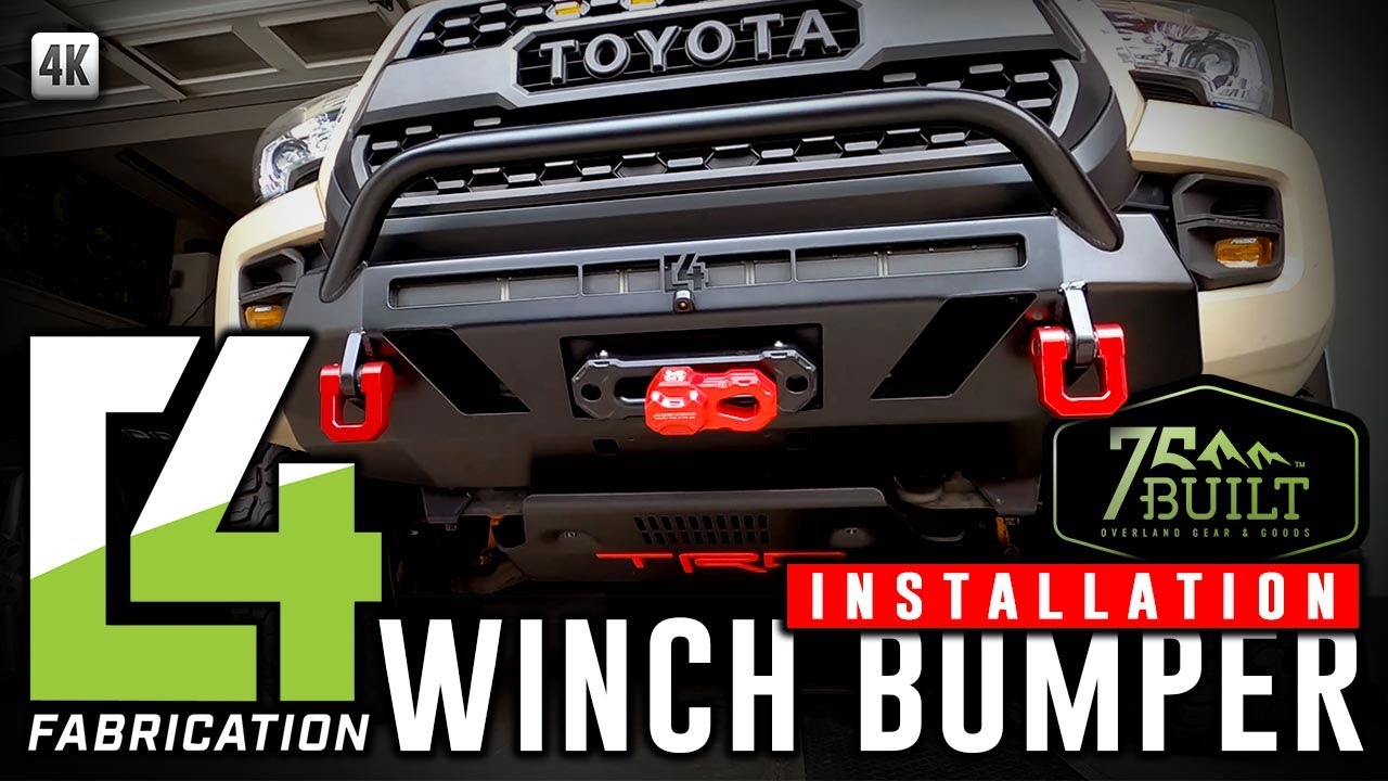 C4 Fabrication Front Bumper on a Toyota Tacoma Installation Low Pro Warn Winch and 30 Inch Light Bar