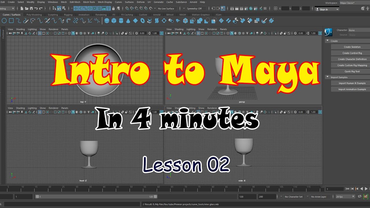 Intro to Maya : Maya Basic Skills in 4 minutes - lesson 02 - YouTube