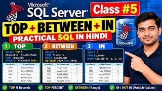 SQL Server Tutorial in Hindi #5  TOP, BETWEEN & IN Operators  SQL for Beginners