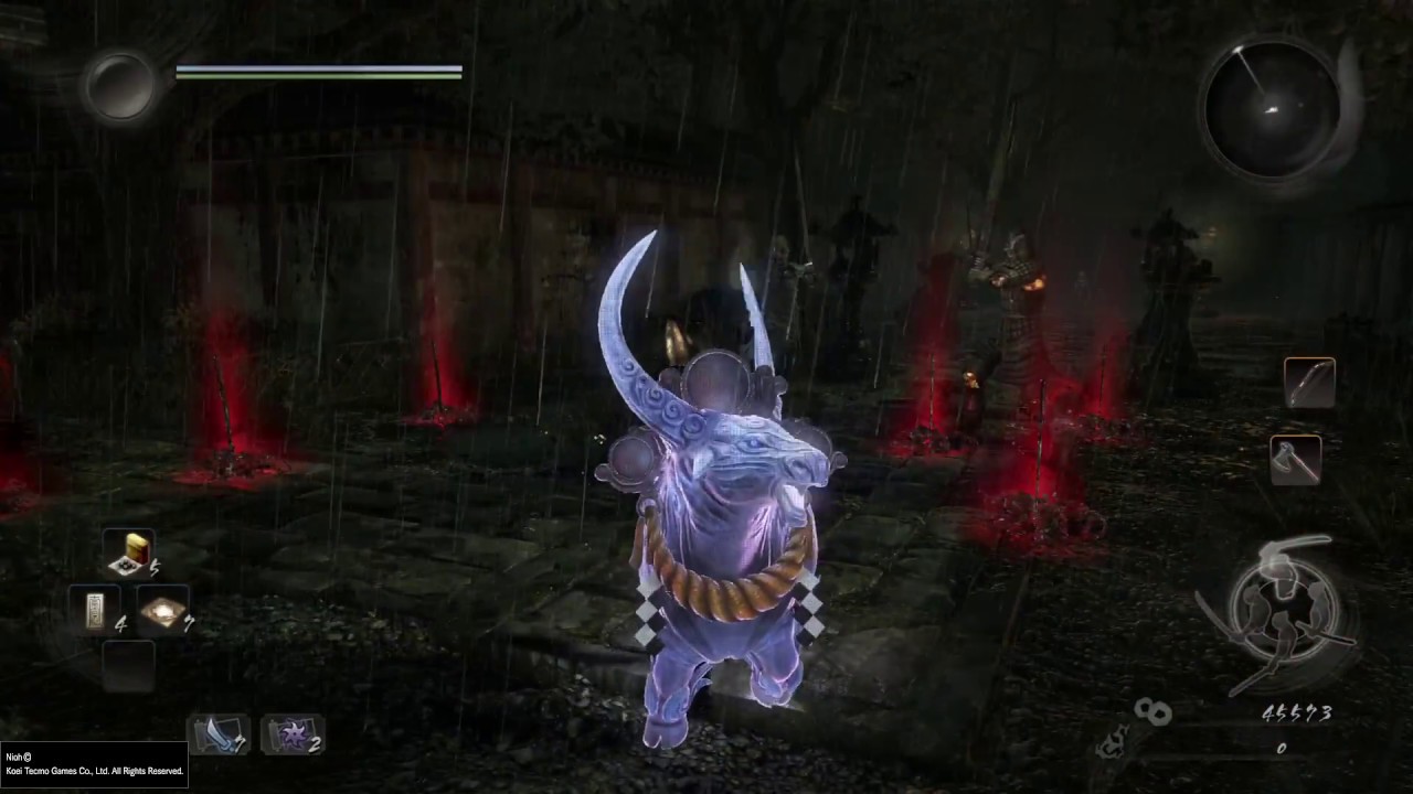 Nioh Walking Statue Fight - PS4 PRO MOVIE MODE GAMEPLAY