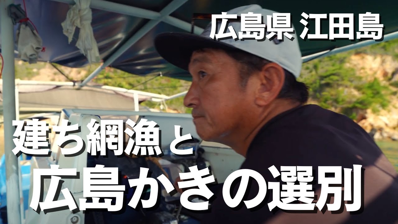 弟子に建ち網を教えながら、広島かきの選別作業