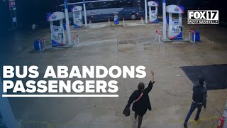 CAUGHT ON CAMERA: Greyhound bus drives away from passengers at gas station in Jackson, Tenn.