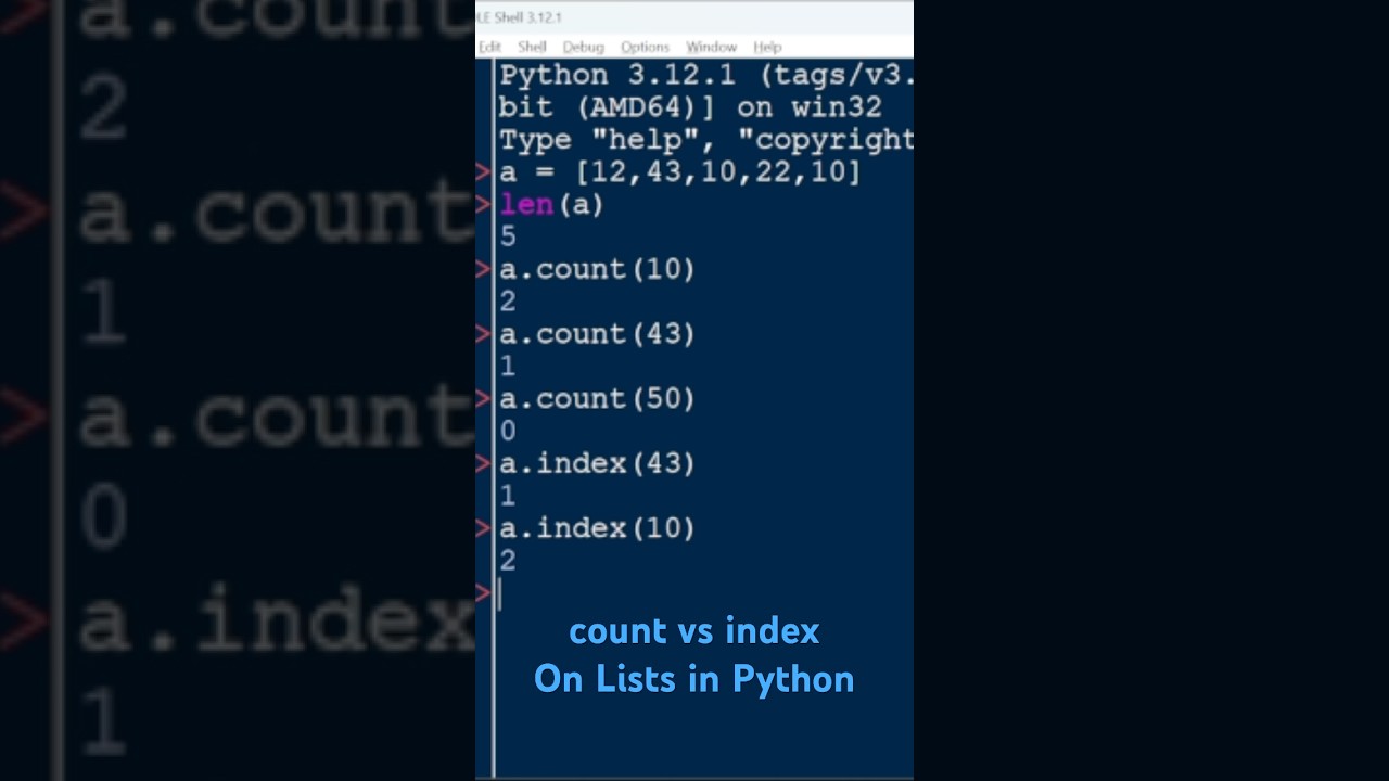 What is the difference between count and index method of Lists in ...