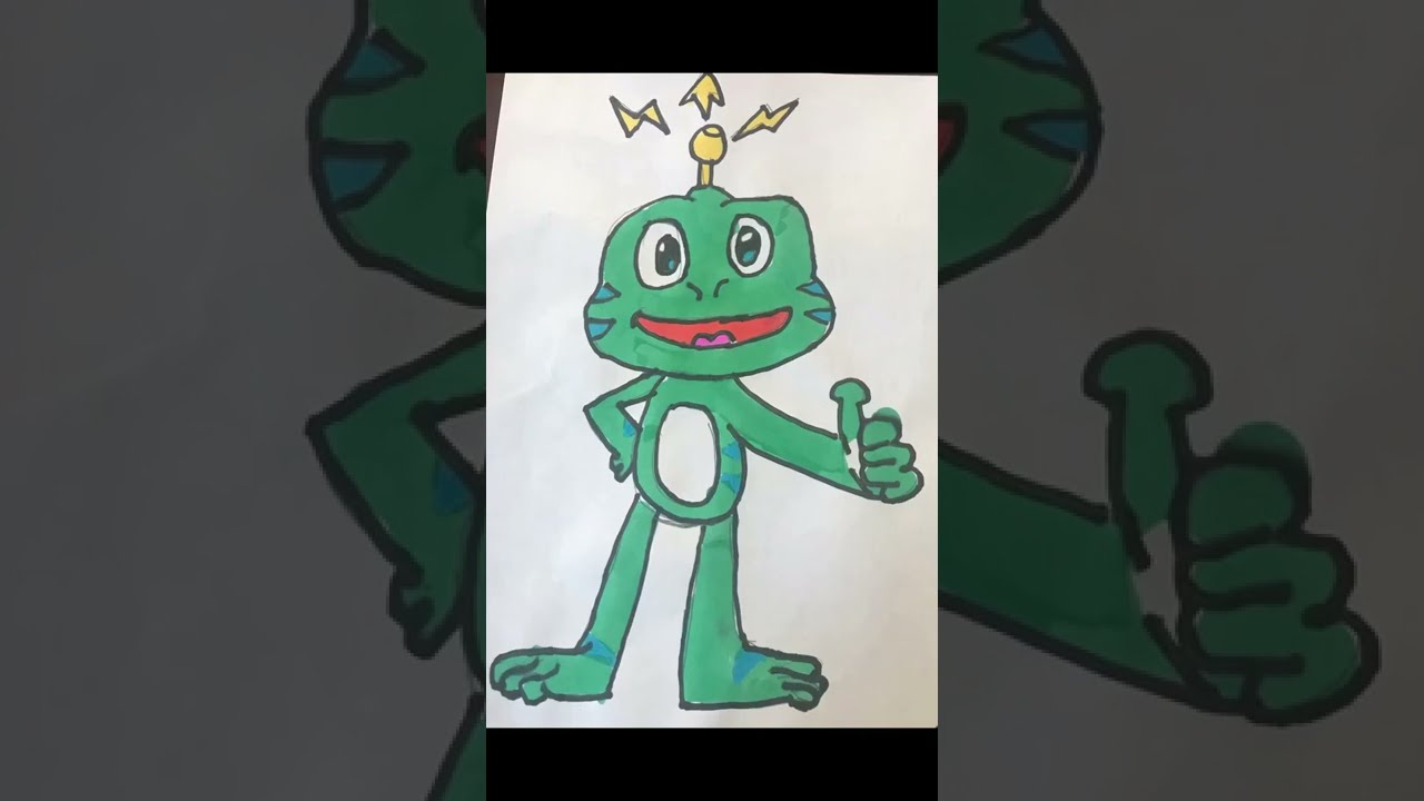 How to draw Signal The Frog, The geocaching mascot! STEP by STEP