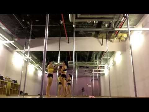 Behind the scenes reiko split pole doubles practice and trial pole dance doubles tricks