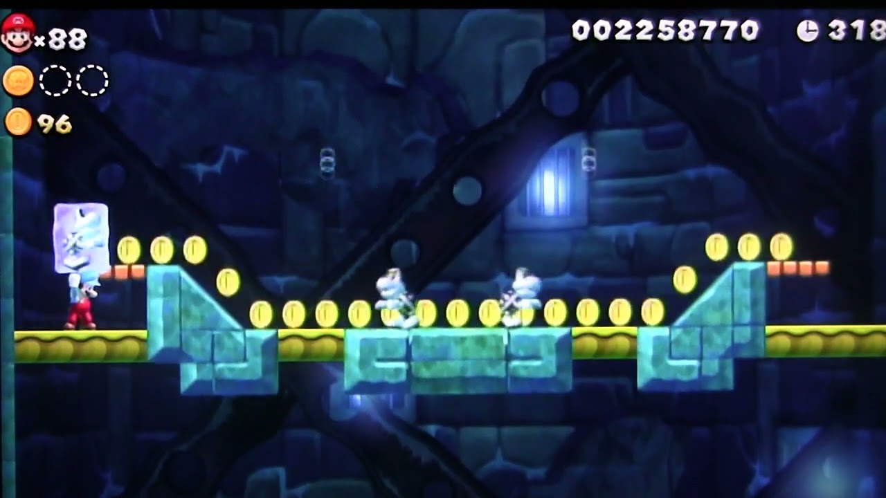 ⭐MU4-T Icicle Fortress Star Coin Guide、Frozen Glacier – Hailstorm Spike Tower. Super Mario Bros. U