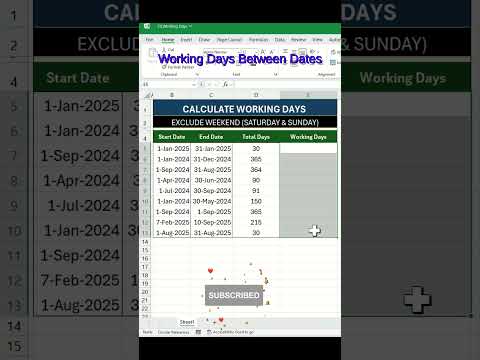 Workdays Excluding Weekends | Calculate Number of Days Between Dates | Networkdays#excelshorts