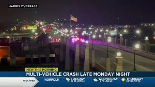Harris Overpass briefly shut down after multi-vehicle crash Monday night