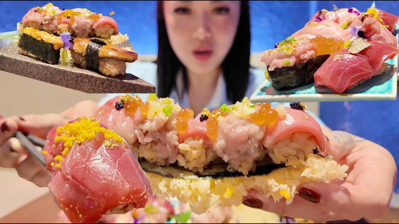 GIANT LUXURY SUSHI BITES  (COME EAT WITH ME CASUAL MUKBANG) + THAI DESSERT | SASVlogs