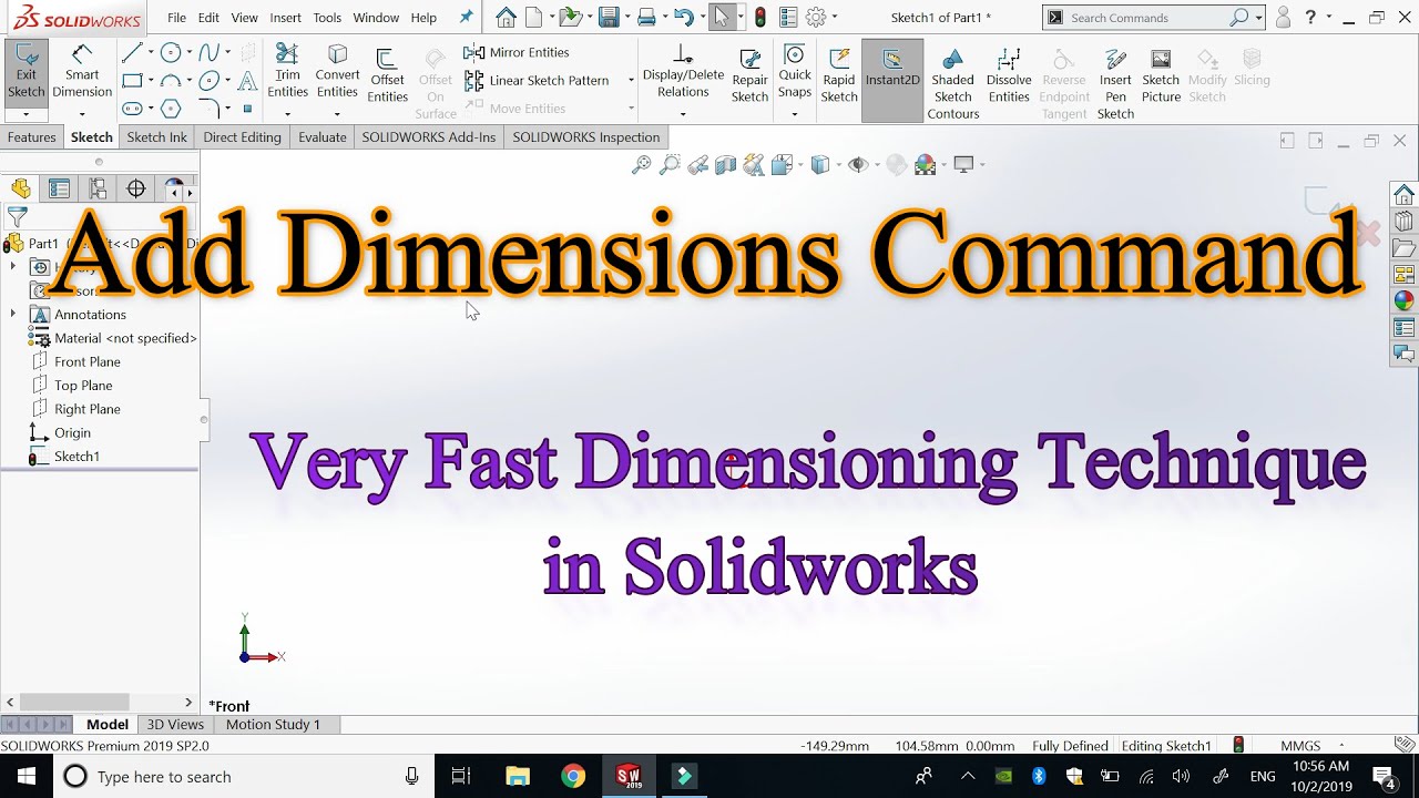 Add Dimensions Command Solidworks in Urdu / Hindi | Tutorial 45 - YouTube