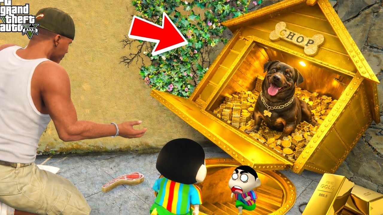 Franklin & Shinchan Found Chop Most Secret Base Inside House In GTA 5 ! || SHINCHAN & CHOP GTA 5 