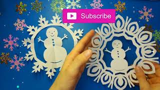 Как сделать необычную СНЕЖИНКУ из бумаги своими руками? Вырезаем #Снежинку снеговик/SNOWMAN paper