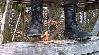 army boots step on pate