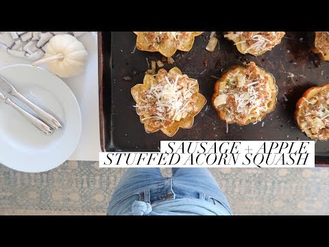 Sausage + Apple Stuffed Acorn Squash | Delicious Fall Dinner Idea!