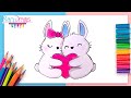 Cómo dibujar CONEJOS enamorados KAWAII - ideas de dibujos de amor kawaii fáciles
