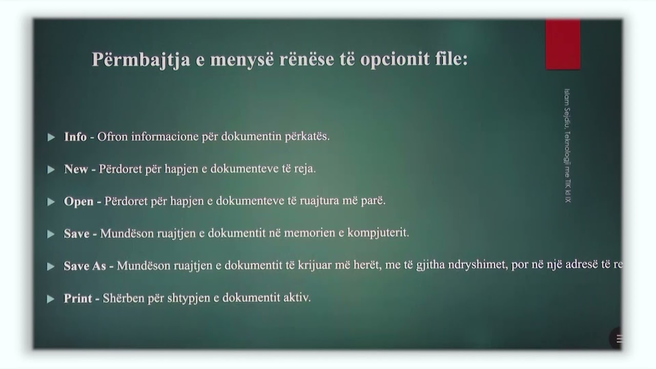 9 10 036 - Java 19 - Teknologji me TIK - Programi për përpunimin e tekstit MS Word n