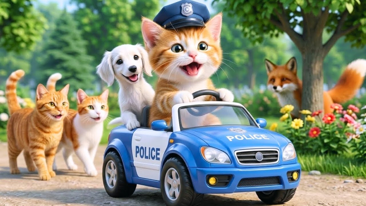 A Cute Kitten Learning to Be a Police Cat | Cat Videos & Animal Friends | Cozy Meow Family