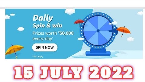 Amazon Daily Spin and Win Quiz Answers Today|15 July 2022 | Daily Quiz Time