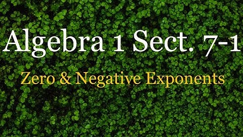 Algebra 7.1 - Zero & Negative Exponents