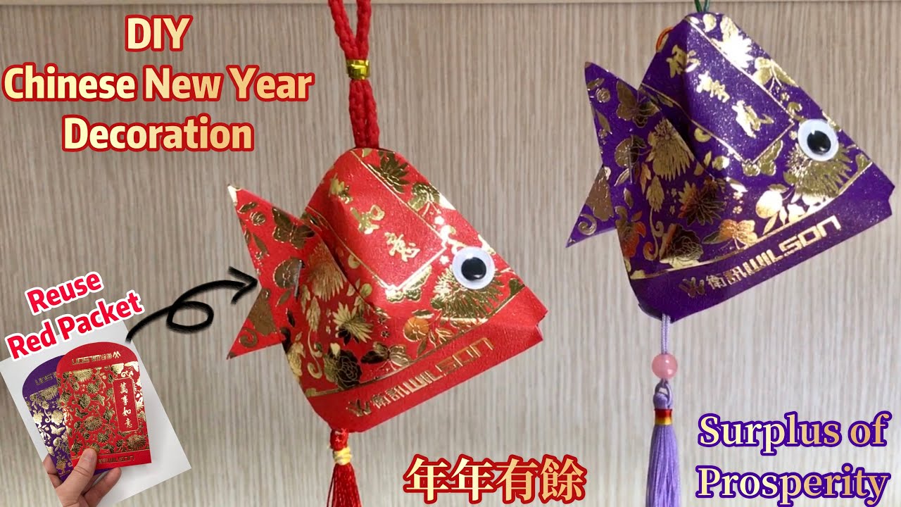 DIY Chinese New Year Decorations || Origami Paper Fish || Reuse Red ...